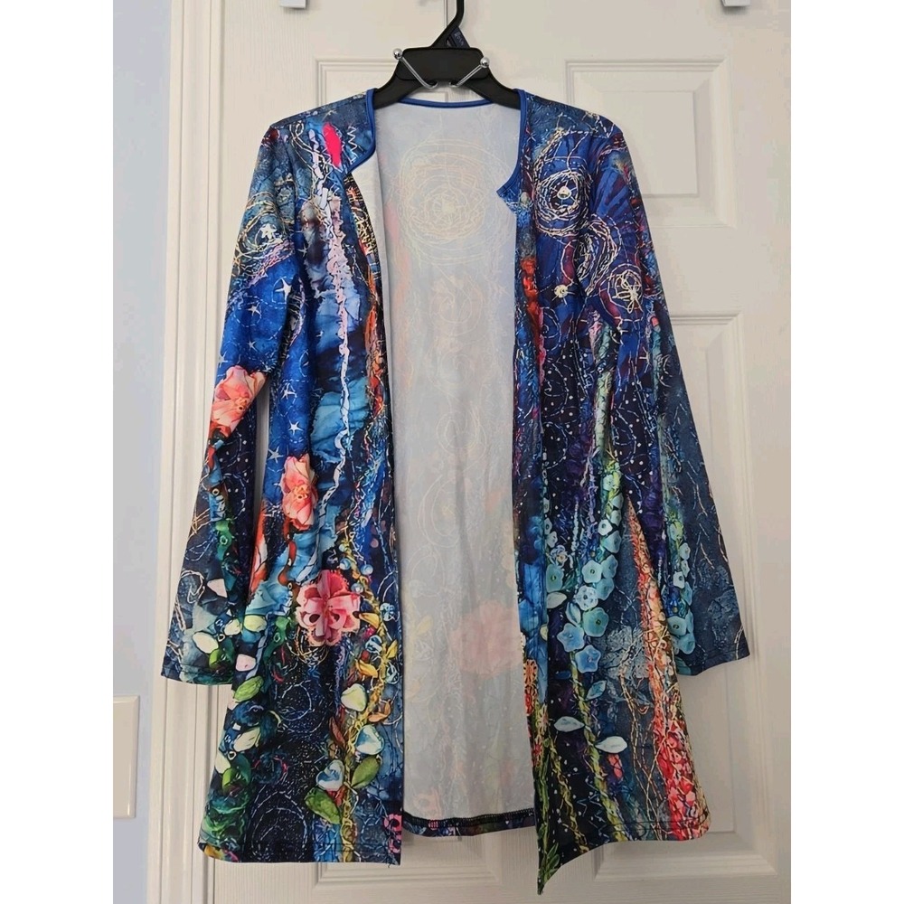 Unbranded Womans Long Sleeve Open Front Size Medium Multicolor